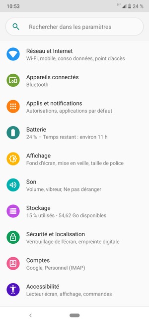 Sélectionnez Réseau et Internet