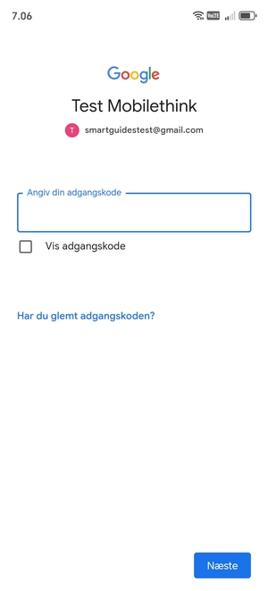 Indtast din Gmail adgangskode og vælg Næste