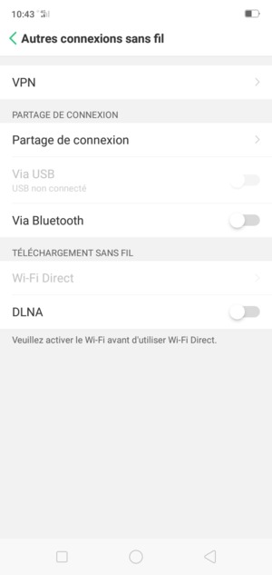 Sélectionnez Partage de connexion