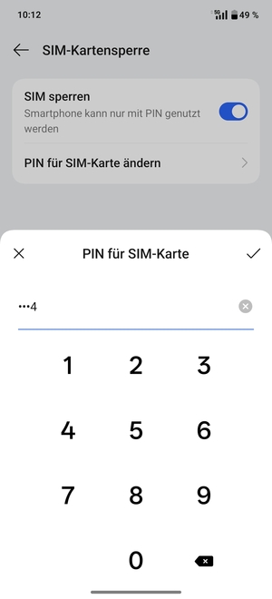 Geben Sie Ihre Neue PIN für SIM-Karte ein und wählen Sie OK