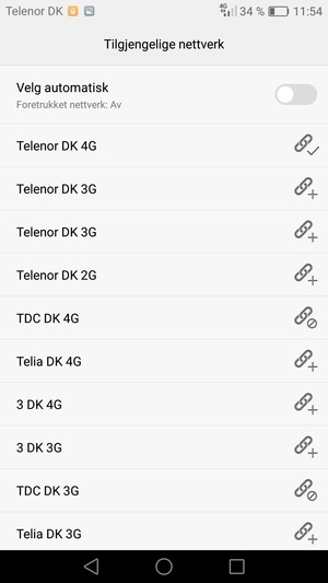 Velg en nettverksoperatør fra listen