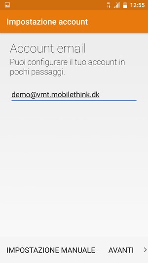 Inserisci il tuo indirizzo email e seleziona AVANTI