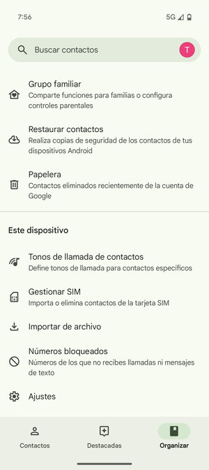 Desplácese y seleccione Gestionar SIM