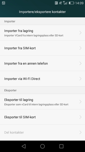 Velg Importer fra SIM-kort