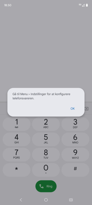 Hvis din telefonsvarer ikke er sat op, vælg OK