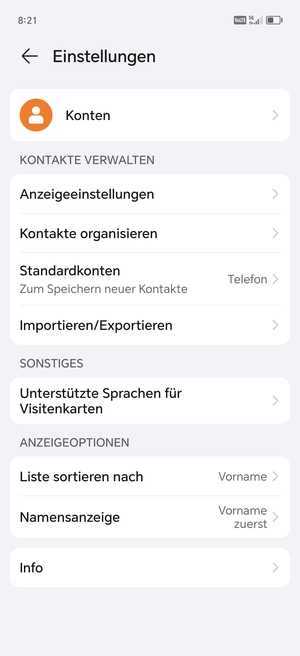 Wählen Sie Importieren/Exportieren