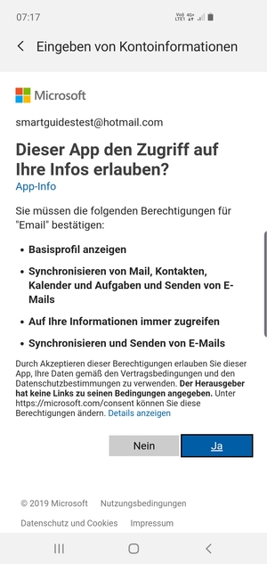 Wählen Sie Ja