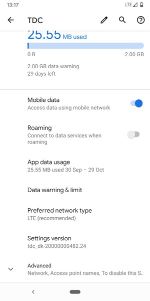 Scroll to and select Advanced