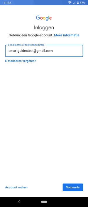 Voer uw Gmail adres in en selecteer Volgende