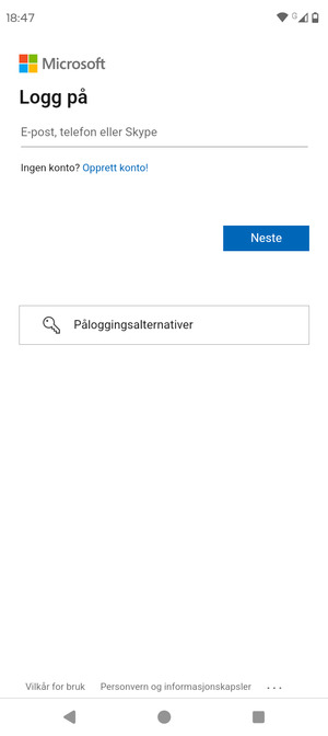 Skriv inn e-postadresse og velg Neste