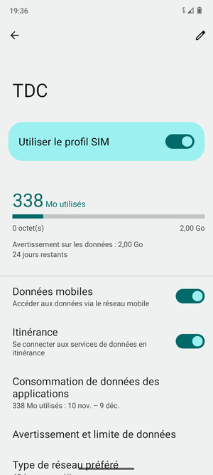 Activer ou désactiver Itinérance