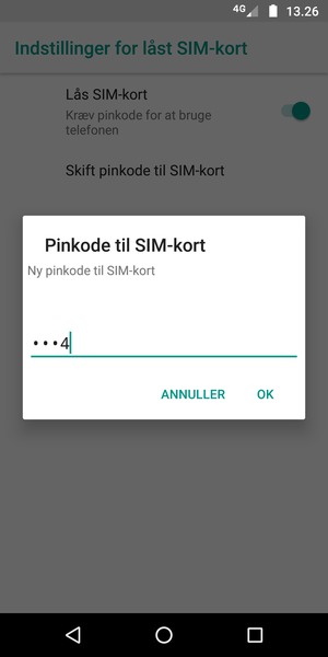 Indtast din Nye pinkode til SIM-kort og vælg OK