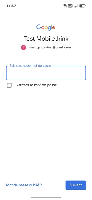 Saisissez votre mot de passe Gmail et sélectionnez Suivant