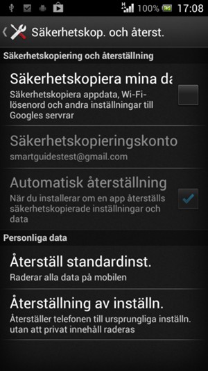 Kryssa i Säkerhetskopiera mina data-rutan