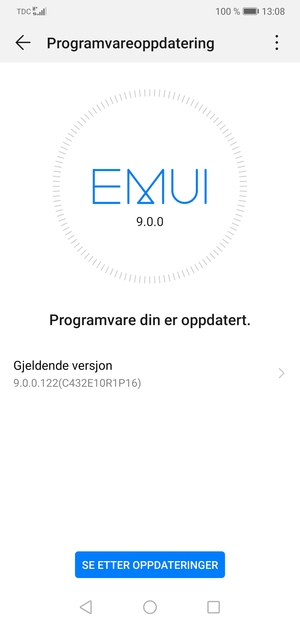 Hvis telefonen din er oppdatert, vil du se følgende skjermbilde