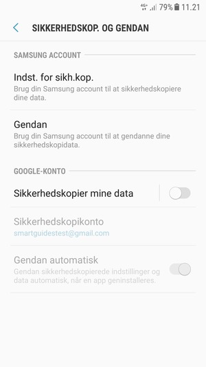 Vælg Sikkerhedskopier mine data