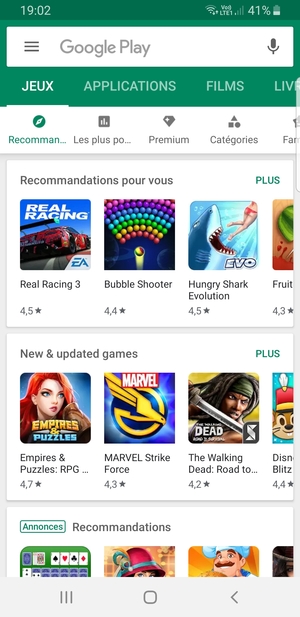 Sélectionnez la barre de Recherche