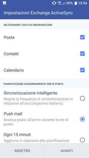 Seleziona AVANTI
