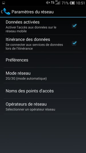 Activar o desactiver Itinérance des données