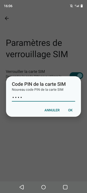 Saisissez votre Nouveau code PIN de la carte SIM et sélectionnez OK