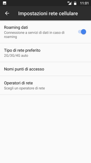 Attiva o disattiva Roaming dati