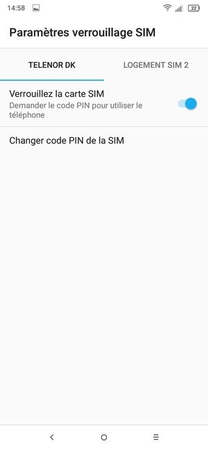 Sélectionnez Public puis Changer code PIN de la SIM