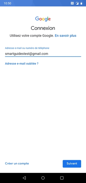 Saisissez votre adresse Gmail et sélectionnez Suivant