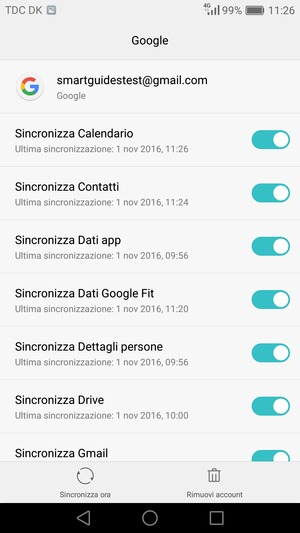 Seleziona Sincronizza ora