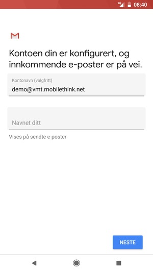 Gi kontoen din et navn, og skriv inn navnet ditt. Velg NESTE