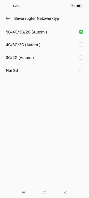 Wählen Sie die gewünschte Option