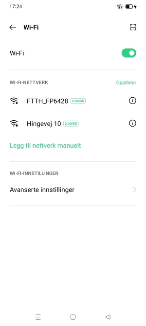 Velg det trådløse nettverket du vil koble til