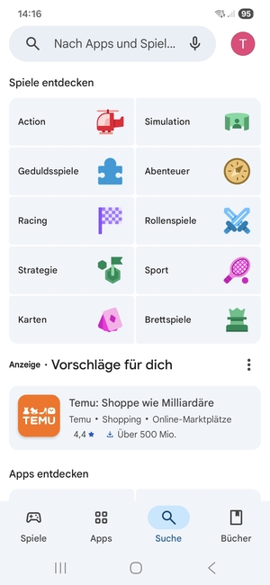 Wählen Sie die Suchleiste