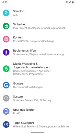 Scrollen Sie und wählen Sie Konten