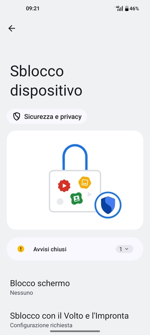 Seleziona Blocco schermo