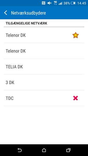 Vælg en netværksudbyder fra listen