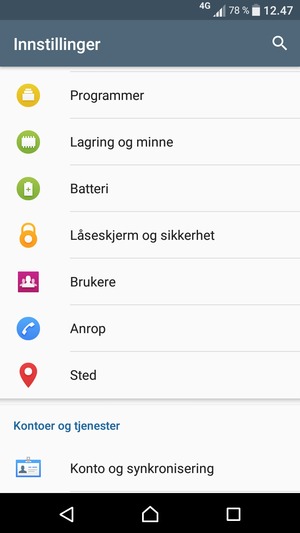 Bla til og velg Låseskjerm og sikkerhet