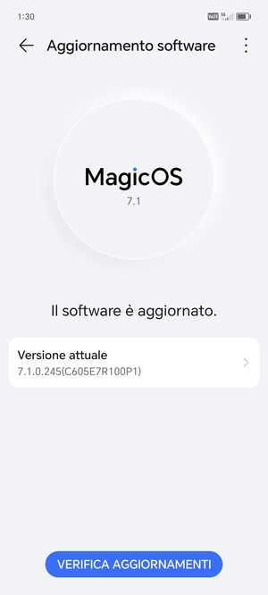 Se il tuo telefono è aggiornato, vedrai la seguente schermata