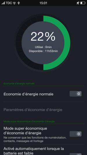 Activer le Économie d'énergie normale