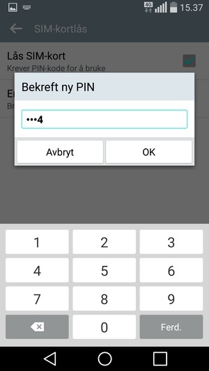 Bekreft din nye PIN og velg OK