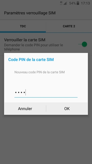Saisissez votre Nouveau code PIN de la carte SIM et sélectionnez OK