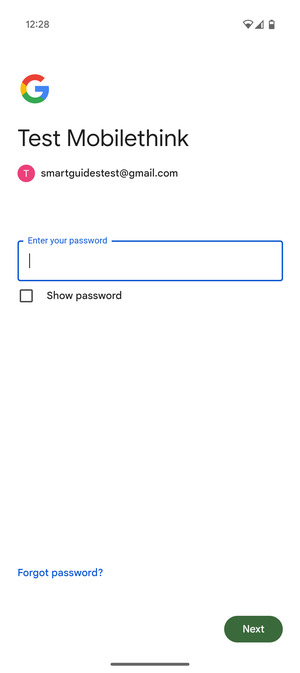 Enter your password and select Next