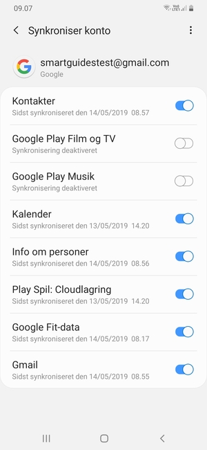 Kontroller at Kontakter er valgt