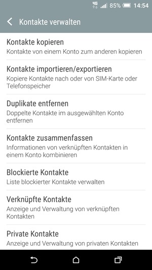 Wählen Sie Kontakte importieren/exportieren
