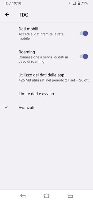 Attiva o disattiva Roaming