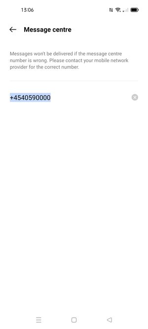 Enter the Message centre number