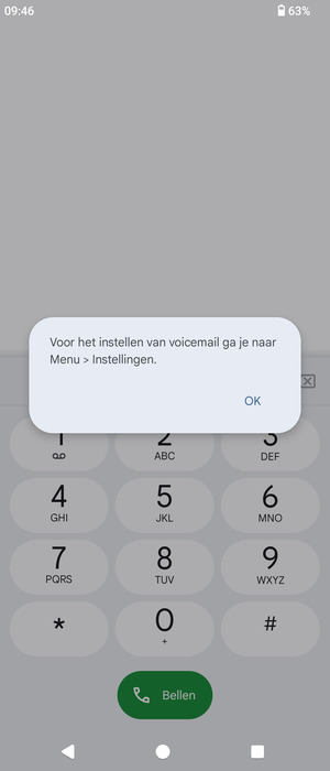 Als uw voicemail niet geïnstalleerd is, selecteert u OK