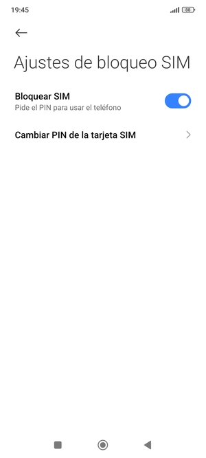 Seleccione Cambiar PIN de la tarjeta SIM