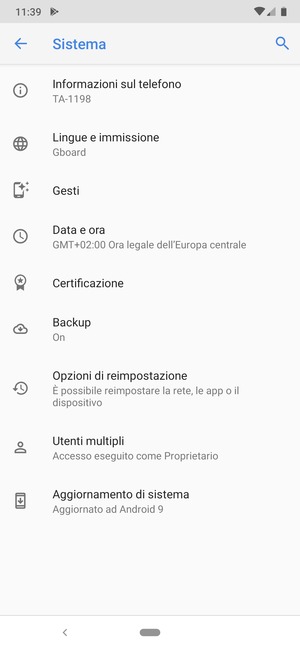 Seleziona Aggiornamento di sistema