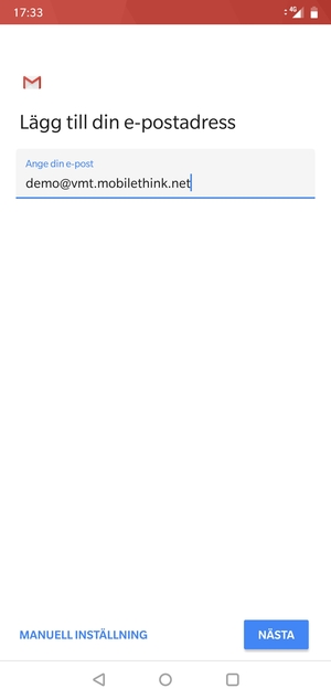 Ange din e-postadress och välj NÄSTA