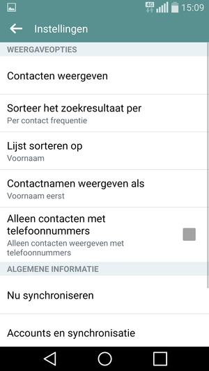 Selecteer Accounts en synchronisatie